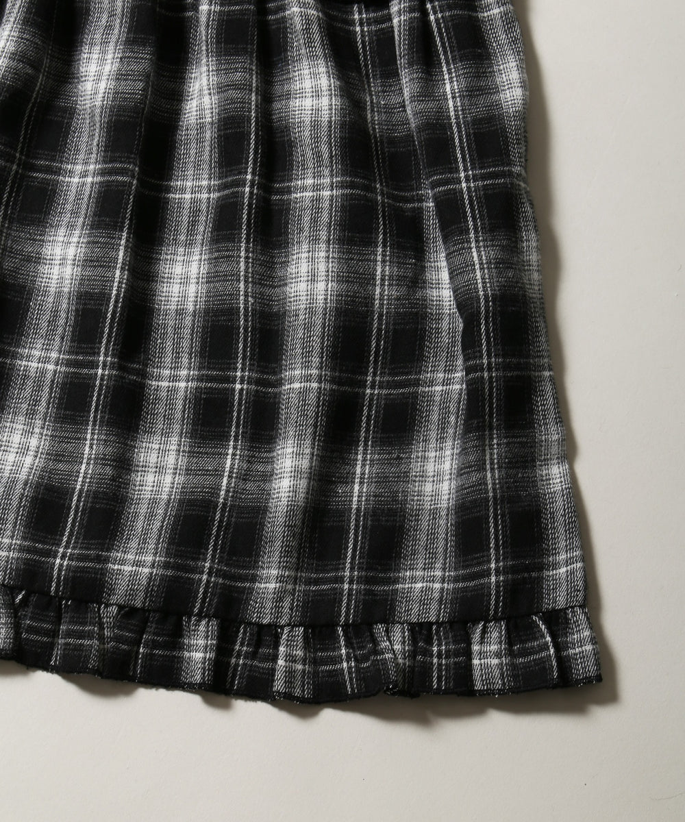 ネルチェックロングキャミワンピース