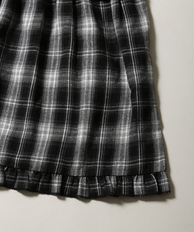 ネルチェックロングキャミワンピース