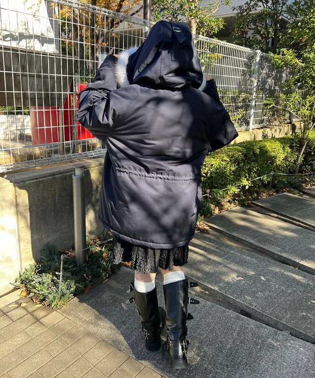 ネイビー モデル：157㎝ Mサイズ着用