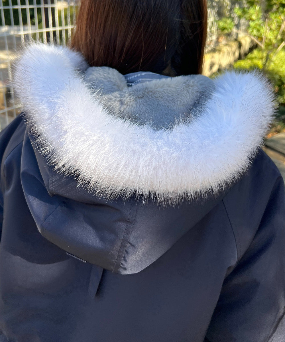 ネイビー モデル：157㎝ Mサイズ着用