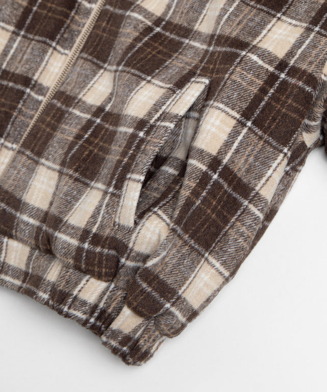 ボア襟チェック柄ブルゾン