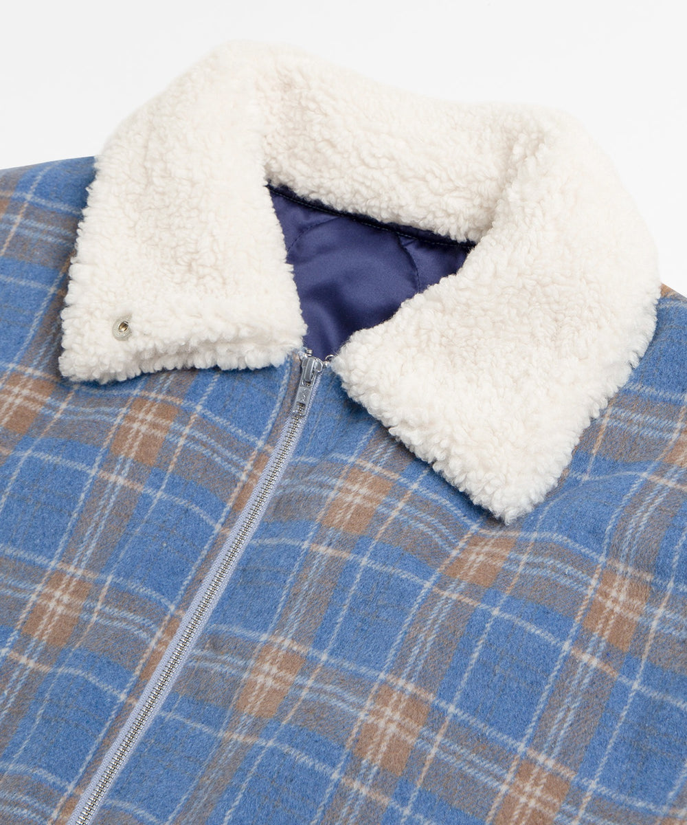 ボア襟チェック柄ブルゾン