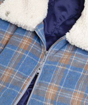 ボア襟チェック柄ブルゾン