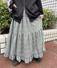 チェックティアードロングスカート/グレー モデル：157㎝ F着用
