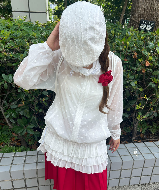 ドットシアーパーカー/ホワイト モデル：155㎝ F着用