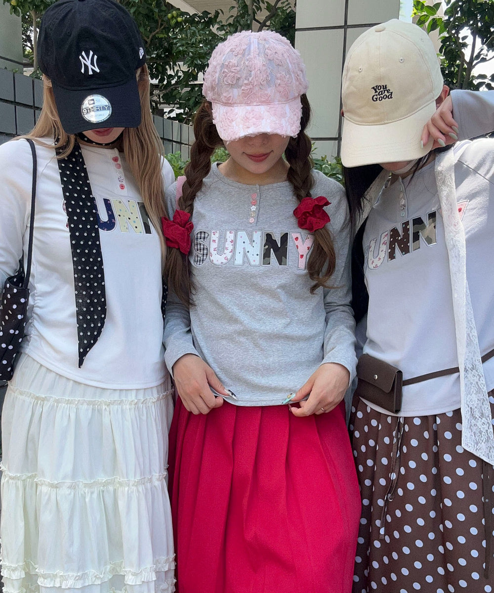 アソートボタンパッチワークロゴロンT