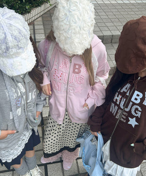 パッチワークメッセージパーカー