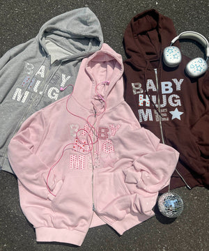 パッチワークメッセージパーカー