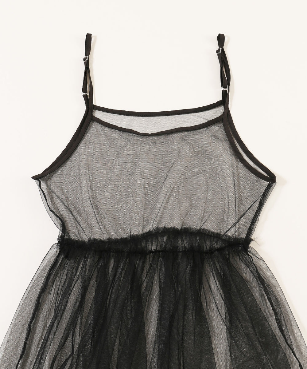 ギャザーフリルシアーワンピ