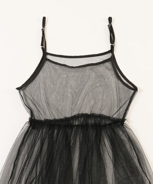 ギャザーフリルシアーワンピ