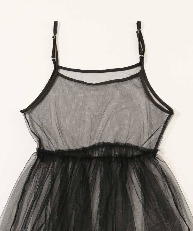 ギャザーフリルシアーワンピ