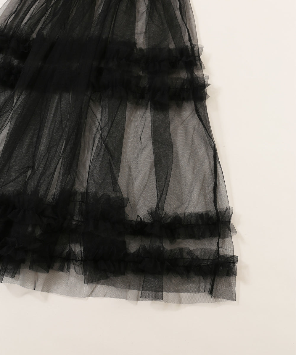 ギャザーフリルシアーワンピ