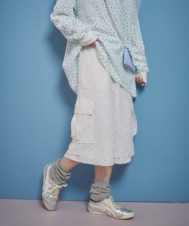 レースカーゴハーフパンツ/ホワイト モデル：160㎝ F着用