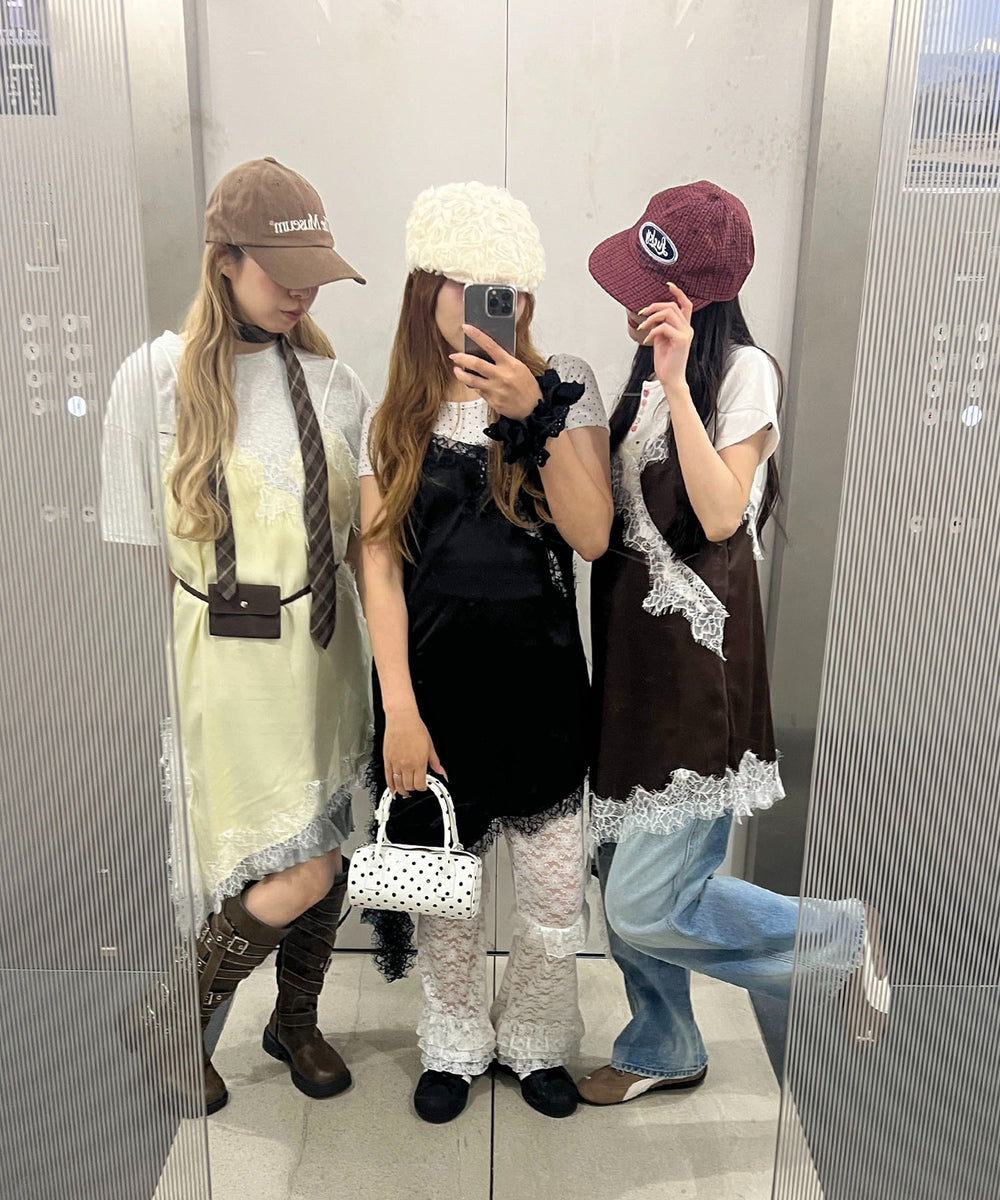 アシメヘムサテンキャミワンピース