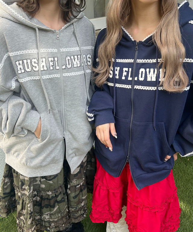 ドットパッチワークジップパーカー