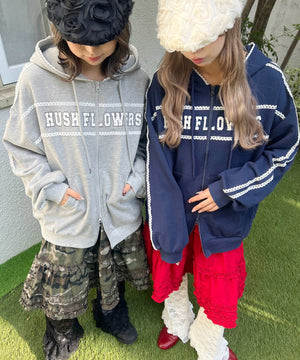 ドットパッチワークジップパーカー