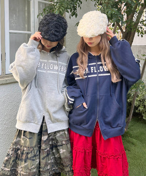 ドットパッチワークジップパーカー