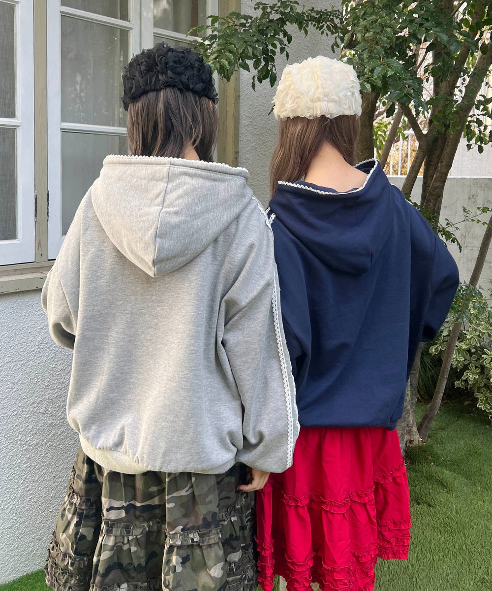 ドットパッチワークジップパーカー