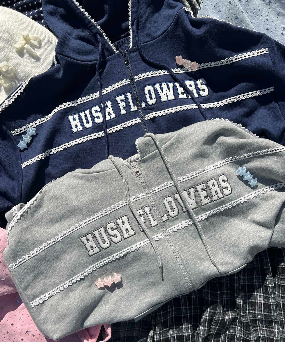 ドットパッチワークジップパーカー