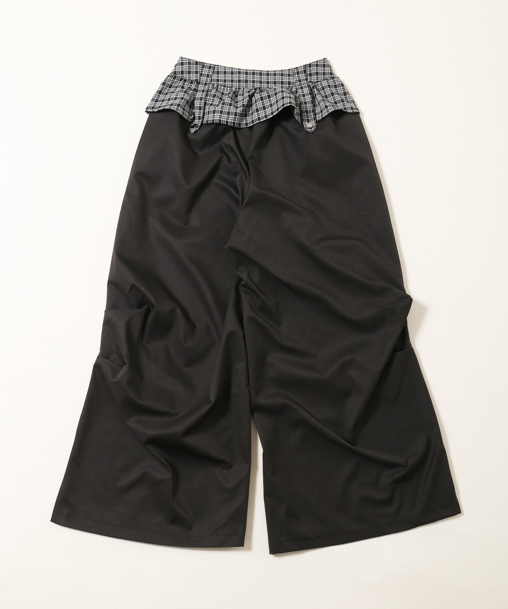 チェックレイヤードワイドパンツ