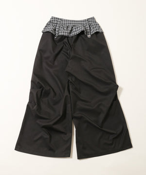 チェックレイヤードワイドパンツ
