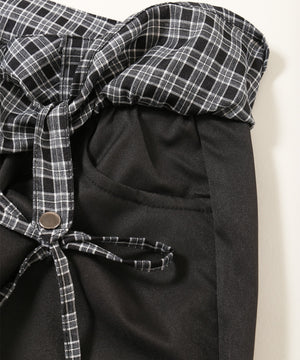 チェックレイヤードワイドパンツ