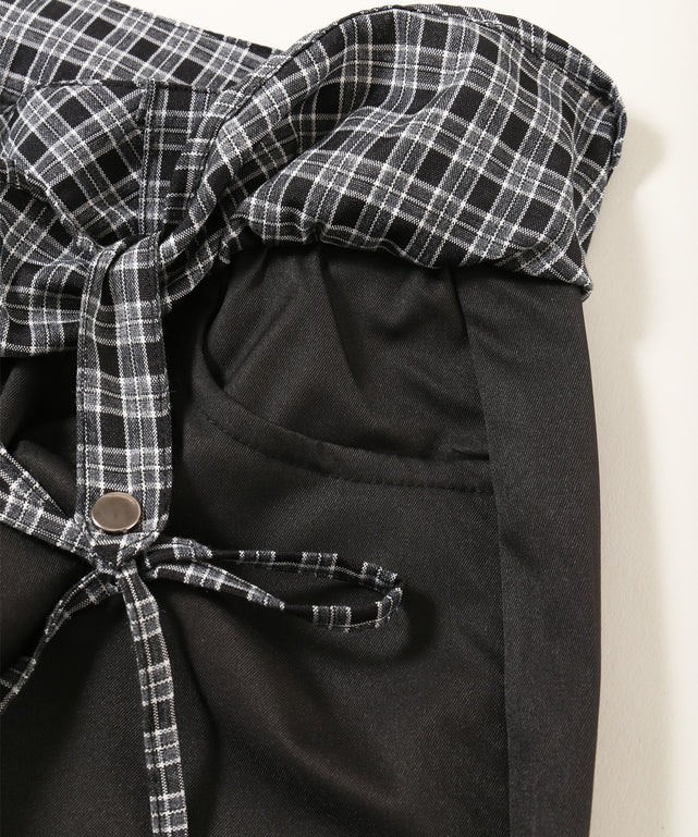 チェックレイヤードワイドパンツ