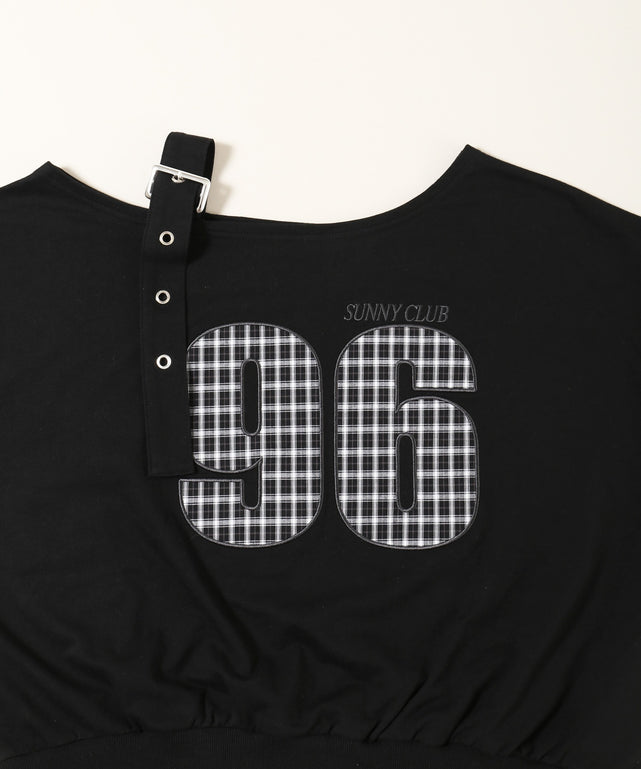 チェックレイヤードワンショルスウェット