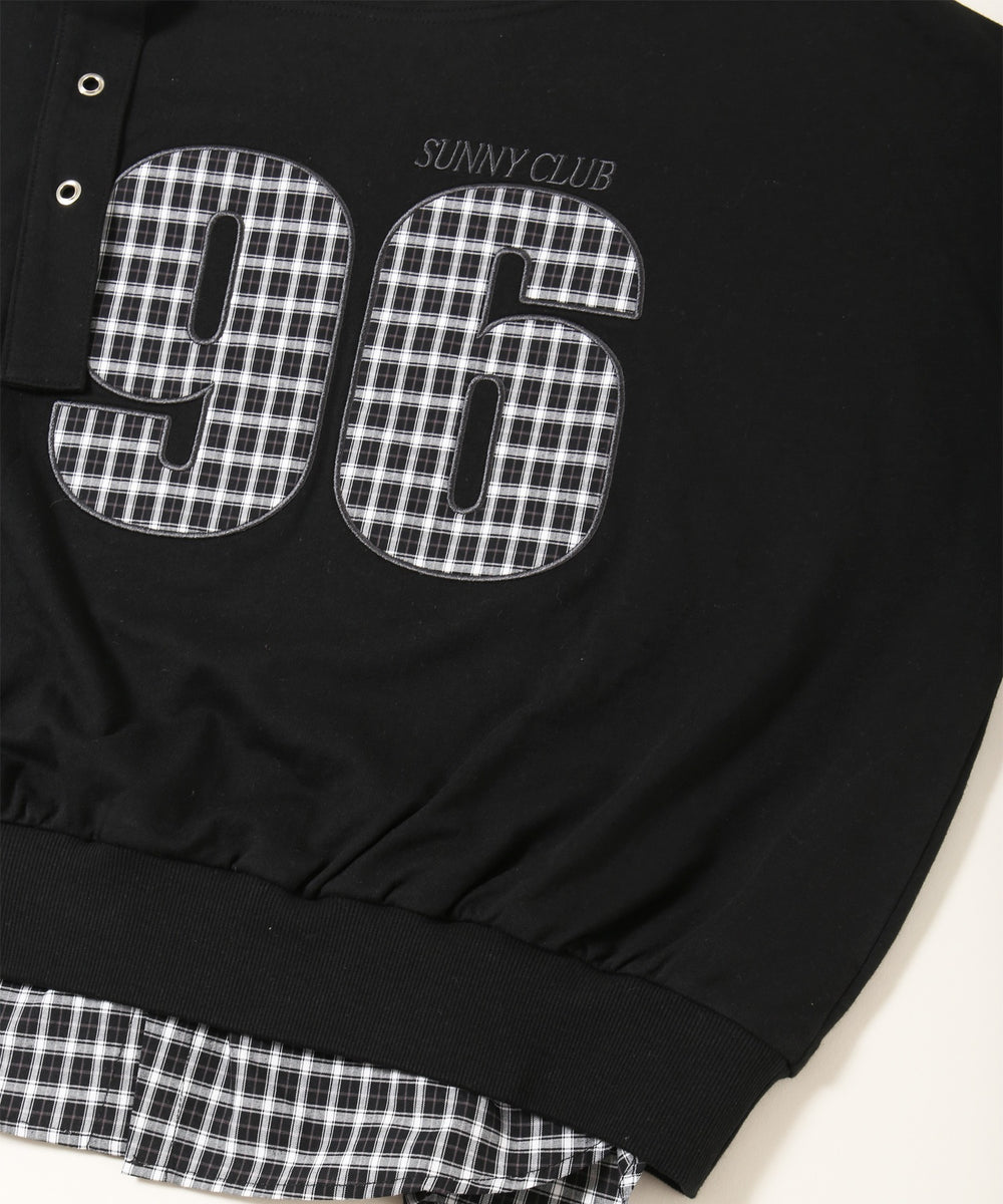 チェックレイヤードワンショルスウェット