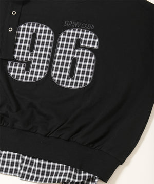 チェックレイヤードワンショルスウェット