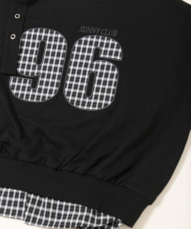 チェックレイヤードワンショルスウェット