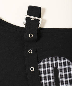 チェックレイヤードワンショルスウェット