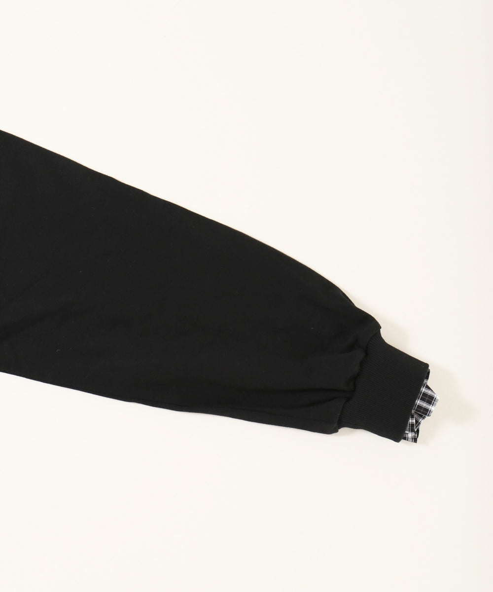 チェックレイヤードワンショルスウェット