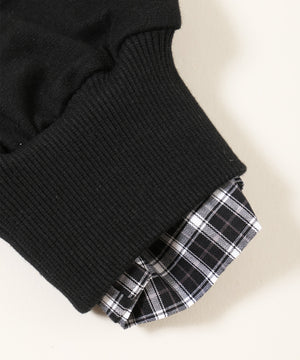 チェックレイヤードワンショルスウェット