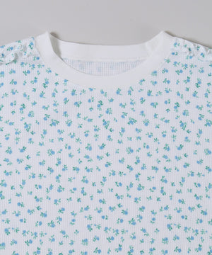 フリルラインフラワーワッフルロンT