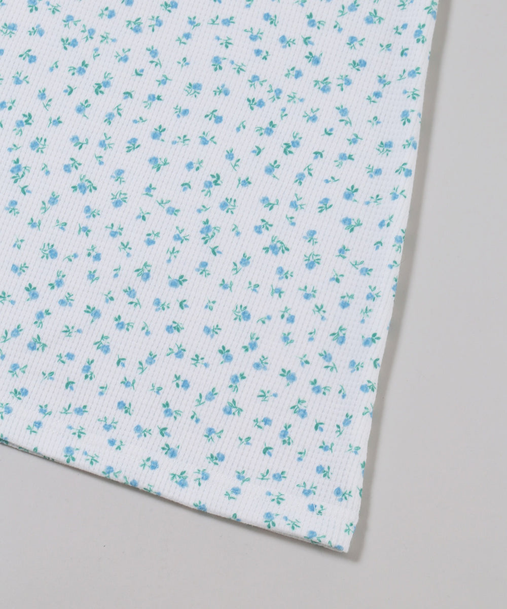 フリルラインフラワーワッフルロンT