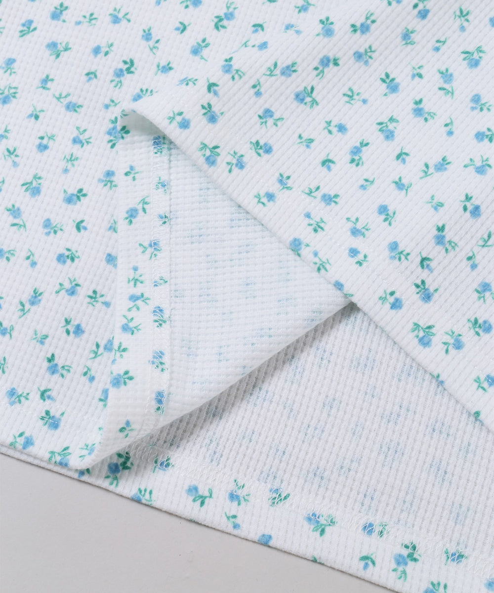 フリルラインフラワーワッフルロンT