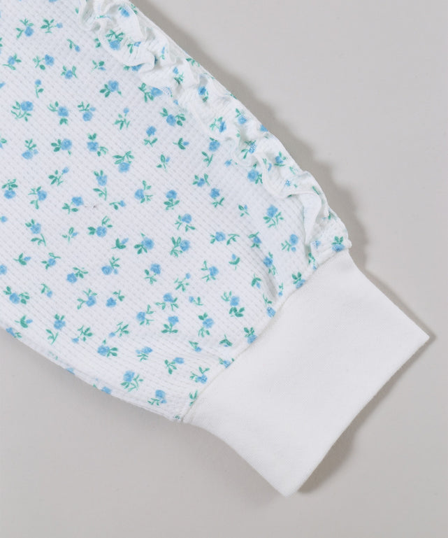 フリルラインフラワーワッフルロンT