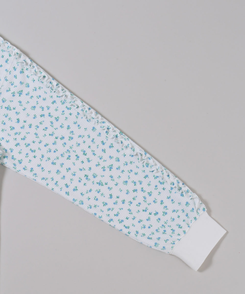 フリルラインフラワーワッフルロンT