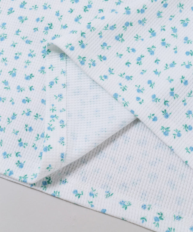 フリルラインフラワーワッフルロンT