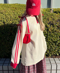 ヘンリーネックリボンラインワッフルロンT