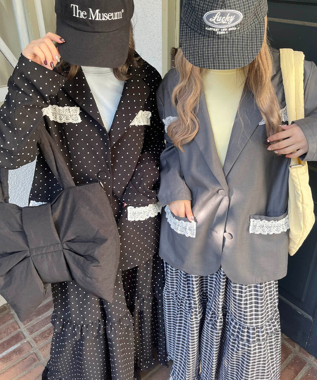 レースポイントオーバージャケット/ブラック モデル：160㎝ F着用