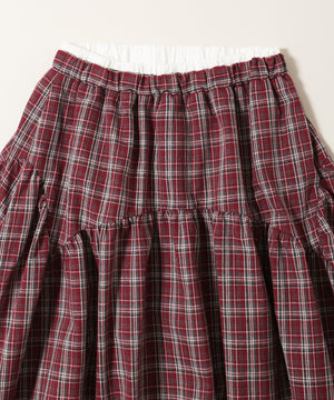 フリルレイヤードチェックロングスカート