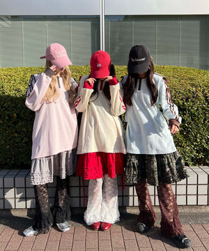 ボリュームフリルミドルスカート