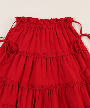 ボリュームフリルミドルスカート