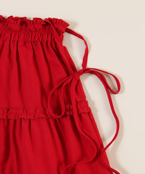 ボリュームフリルミドルスカート