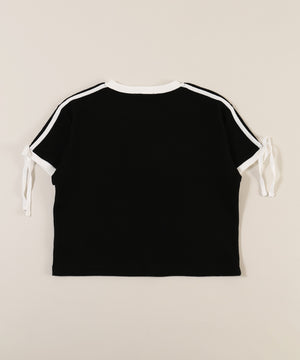リボンポイント2ラインワッフルTシャツ