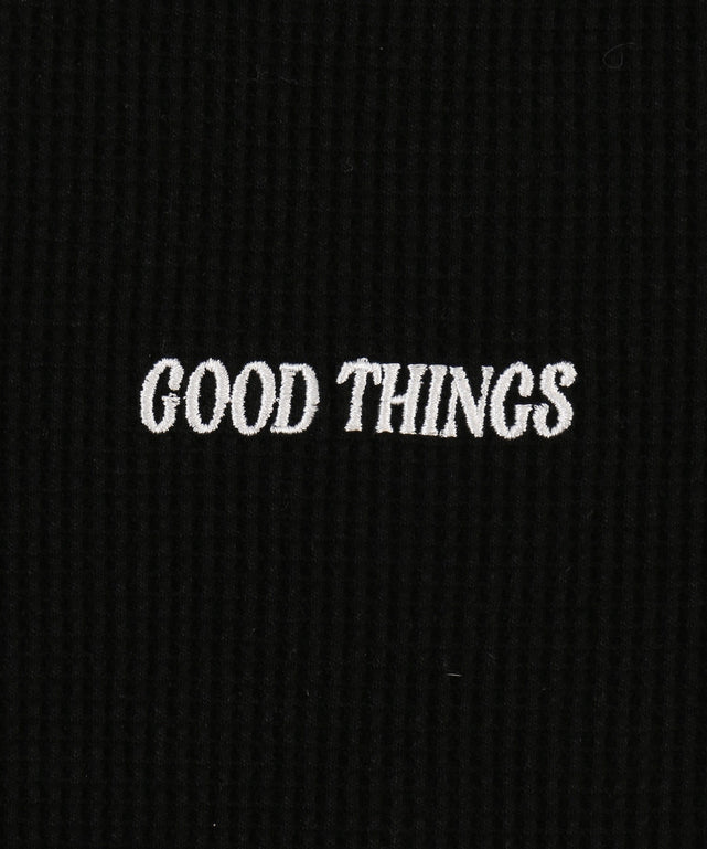 リボンポイント2ラインワッフルTシャツ