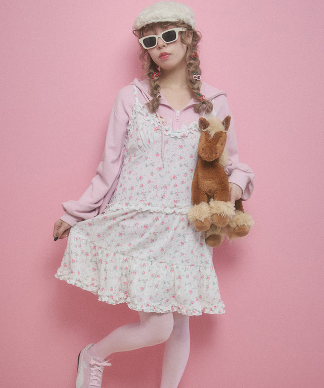 リトルフラワーキャミワンピ/ピンク モデル：160㎝ F着用