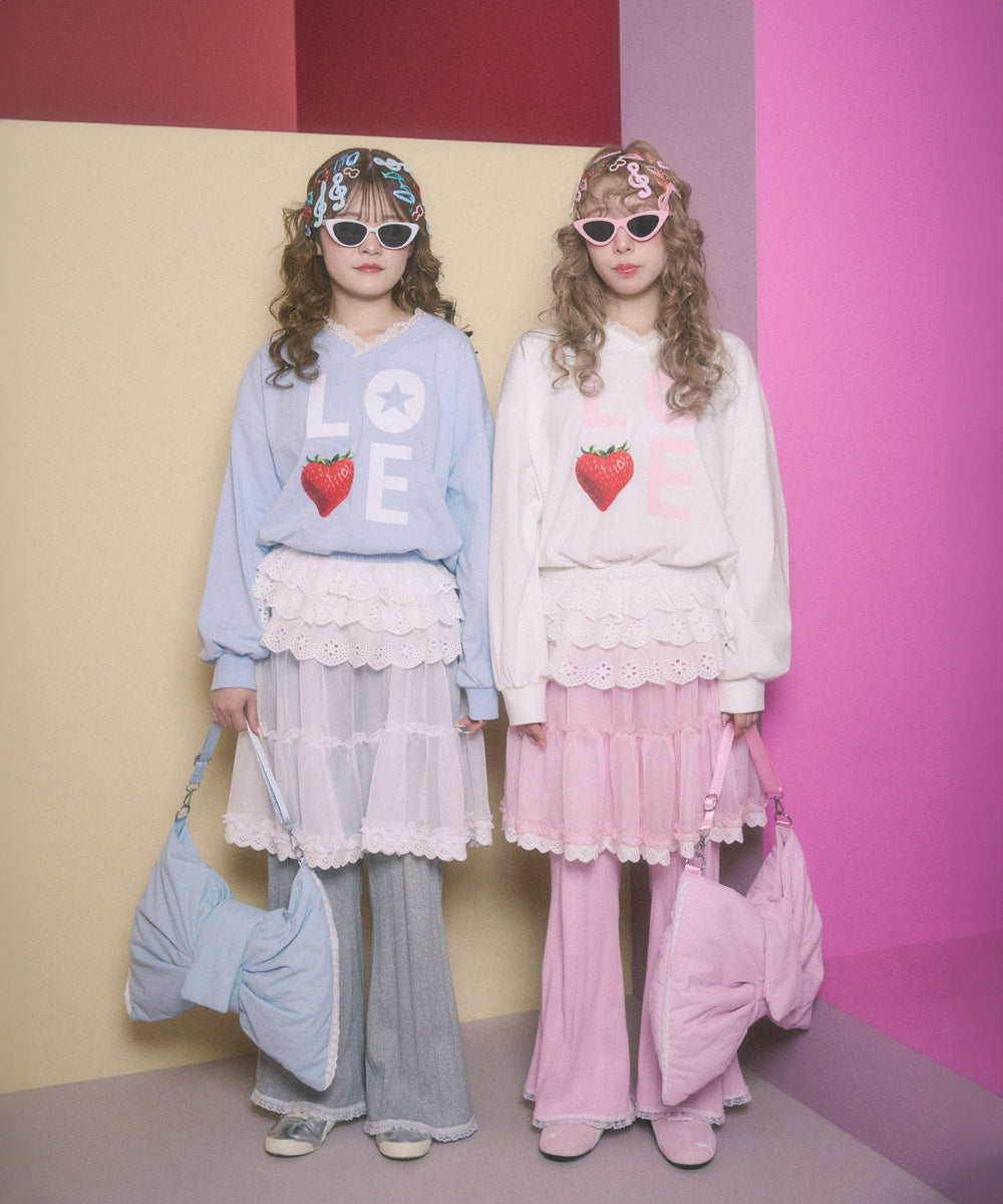 レースヘムワイドパンツ